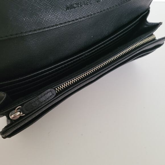 MICHAEL KORS MK Carryall Black Saffiano Leather Envelope Wallet Signature - Picture 4 of 11